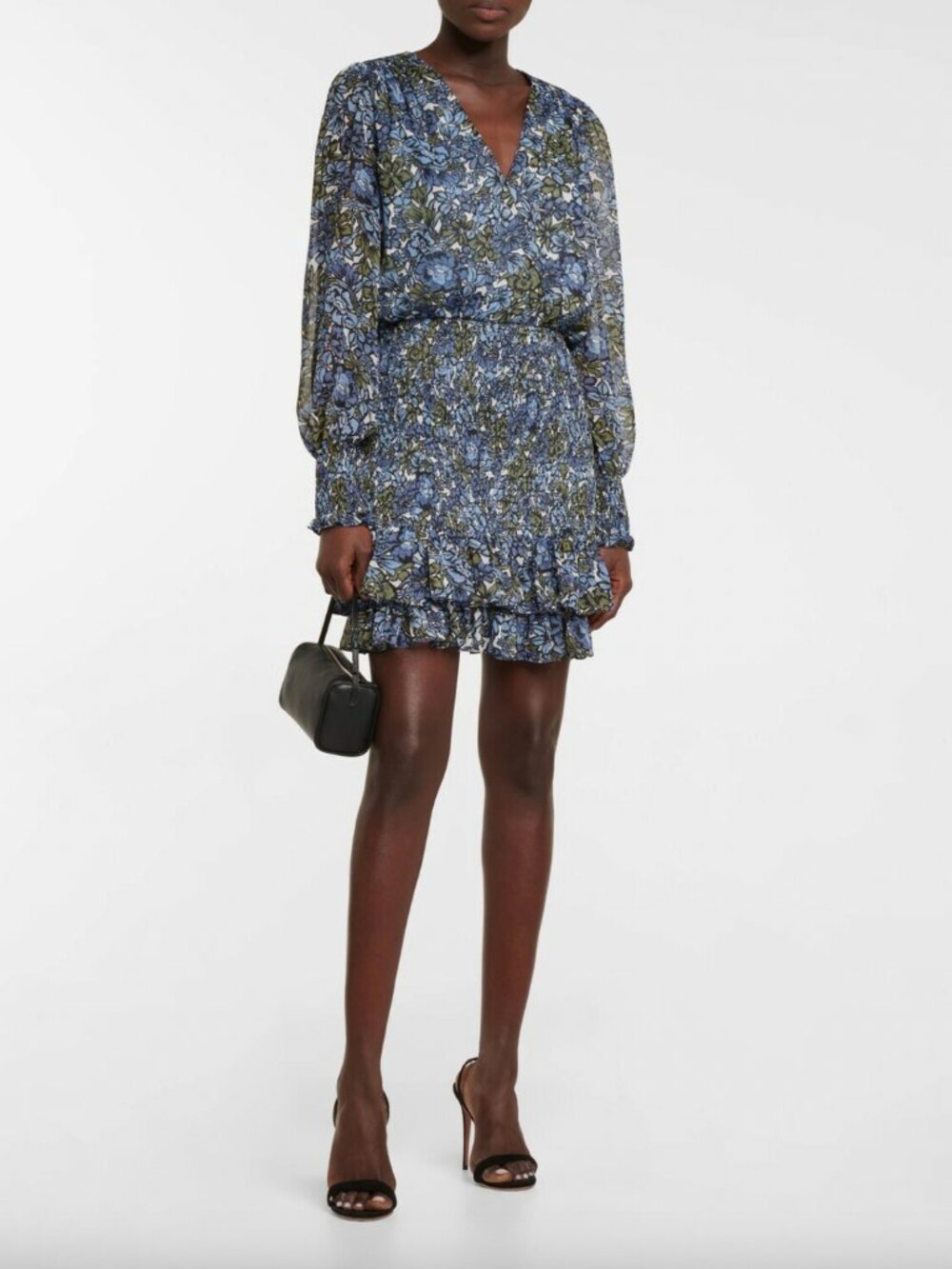 $495 Veronica Beard Blue Floral Smocked Saera Rosalia Mini Dress size 8